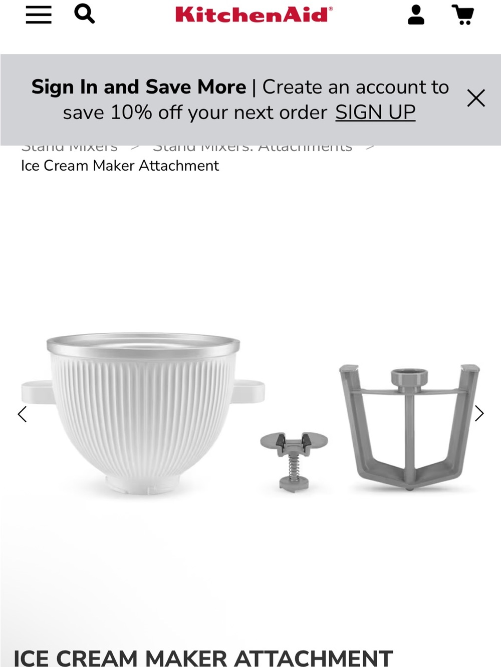 KitchenAid ice cream   Bowl attachment - Picture 3 of 3